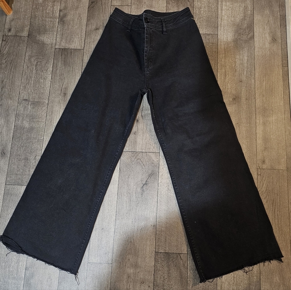 Miou  Muse Wide-Leg Black Jeans Size Large Goth Dark Academia{J3}